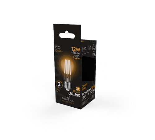 Лампа светодиодная Filament А60 12W 1200lm 2700К Е27 LED  102902112  Gauss
