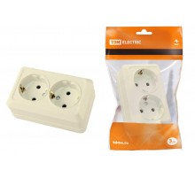 Розетка двойная 2П+3 открытой установки IP20 16А 250В (керамика) сл. кость "Ладога"  SQ1801-0213  TDM