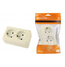 Розетка двойная 2П+3 открытой установки IP20 16А 250В (керамика) сл. кость "Ладога"  SQ1801-0213  TDM