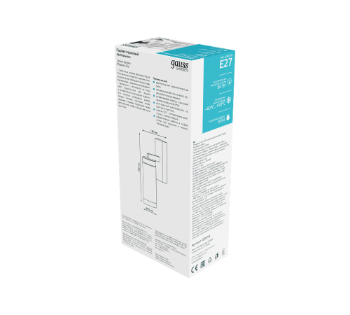 Светильник садово-парковый Clio на стену вниз 7.6*29.8*13.3cm, 220-240V / 50Hz, 1xE27, Max.60W, IP54  GD018  Gauss