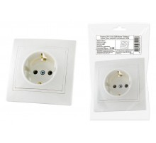 Розетка 2П+З 16А 250В белая "Таймыр" (пром. упак., бакелит. основание)  SQ1814-0512  TDM
