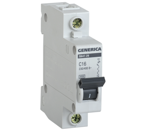 Выключатель автоматический однополюсный ВА47-29 63А C 4,5кА  MVA25-1-063-C  GENERICA