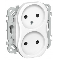 FLITE Розетка 2-ая без заземления со шторками 10А РСш02-0-ФлБ белый  FI-R23-10-K01  IEK