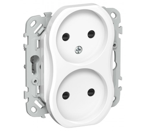 FLITE Розетка 2-ая без заземления со шторками быстрозажимные клеммы 10А РСш02-1-ФлБ белый  FI-R23-10-1-K01  IEK