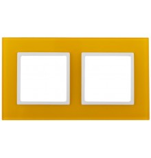 14-5102-21 Рамка на 2 поста, стекло, Эра Elegance, жёлтый+бел  Б0034494  ЭРА