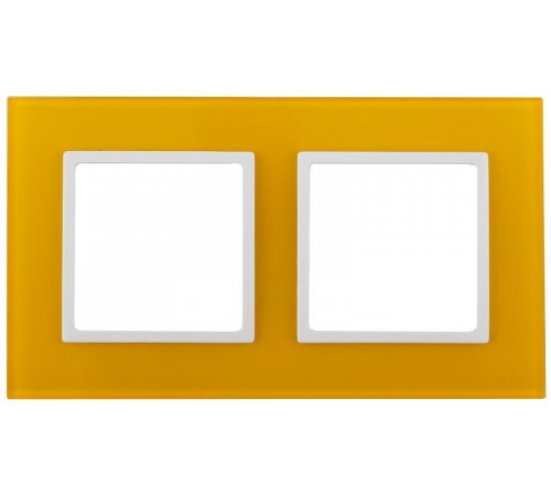 14-5102-21 Рамка на 2 поста, стекло, Эра Elegance, жёлтый+бел  Б0034494  ЭРА