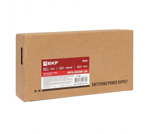 Блок питания намонтажную панель 500Вт,Uвх ~ 220 В AC m, Uвых - 24 В DC постоянного тока  MPS-500W-24  EKF