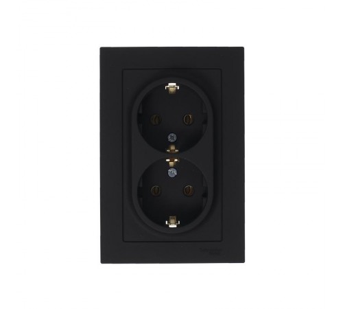 AtlasDesign Карбон Розетка 2-ая с заземлением, 16А, (в сборе с рамкой)  ATN001024  SE