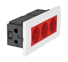 Укомплектованный розеточный блок AR45 (3xModul45,84x185x59 мм,красный) (SDE-RW D0RT3)  6119413  OBO Bettermann