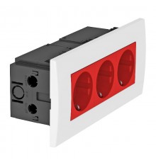 Укомплектованный розеточный блок AR45 (3xModul45,84x185x59 мм,красный) (SDE-RW D0RT3)  6119413  OBO Bettermann