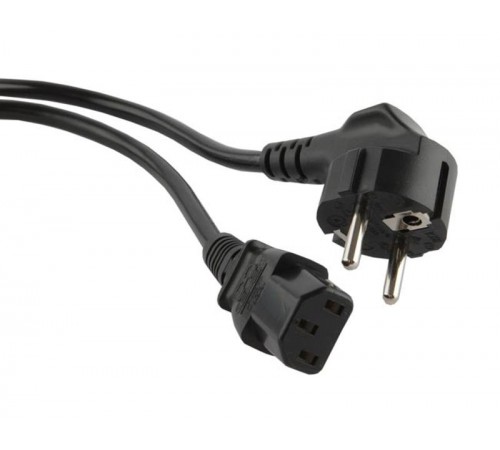 Кабель питания PWC-IEC13-SHM-5.0-BK компьютера (Schuko+C13) (3x1.00), 10A, угловая вилка, 5м, цвет черный  34929  Hyperline