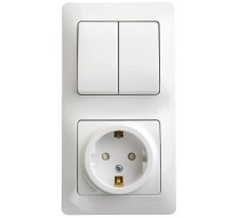 Glossa Белый Блок: Розетка с заземлением со шторками и 2-кл. Выключатель  GSL000174  SE