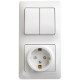 Glossa Белый Блок: Розетка с заземлением со шторками и 2-кл. Выключатель  GSL000174  SE
