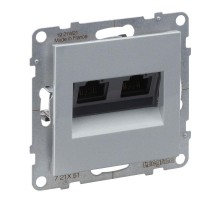 SUNO Информационная розетка двойная RJ45 Кат.5е UTP. Цвет "Алюминий"  721351  Legrand