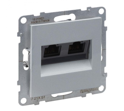 SUNO Информационная розетка двойная RJ45 Кат.5е UTP. Цвет "Алюминий"  721351  Legrand