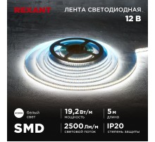 Лента светодиодная 12В, SMD2835, 19,2Вт/м, 240 LED/м, 4000K, 10мм, 5м,IP20  141-224  REXANT