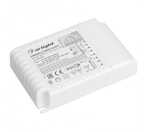 Блок питания ARJ-SP-30-PFC-1-10V-DALI2-PD (30W, 300-900mA) (Arlight, IP20 Пластик, 5 лет)  025122(1)  Arlight