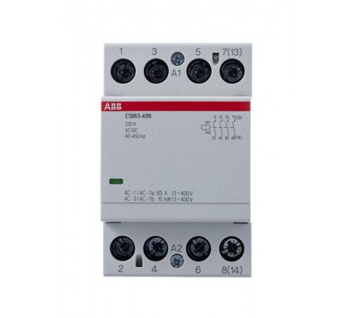 Контактор ESB63-40N-06 модульный (63А АС-1, 4НО), катушка 230В AC/DC  1SAE351111R0640  ABB