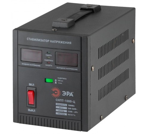 Стабилизатор напряжения СНПТ-1000-Ц   переносной, ц.д., 140-260В/220/В, 1000ВА (4/96) Б0020158  ЭРА