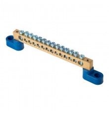 Шина "0" (8х12мм.) 125А 14 отверстий (2 изолятора стойка) латунь EKF  sn0-125-14-2  EKF