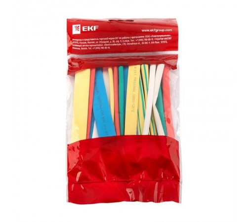 Набор ТУТ нг: 7 цветов по 5шт. Разного диаметра (4/2; 6/3; 8/4; 10/5; 12/6) 100мм. EKF PROxima  tut-n-4-r  EKF
