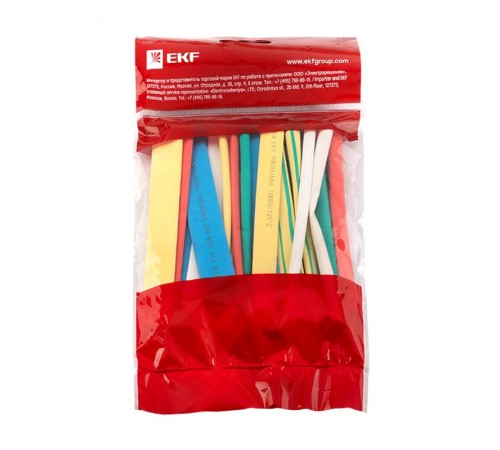 Набор ТУТ нг: 7 цветов по 5шт. Разного диаметра (4/2; 6/3; 8/4; 10/5; 12/6) 100мм. EKF PROxima  tut-n-4-r  EKF