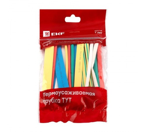 Набор ТУТ нг: 7 цветов по 5шт. Разного диаметра (4/2; 6/3; 8/4; 10/5; 12/6) 100мм. EKF PROxima  tut-n-4-r  EKF
