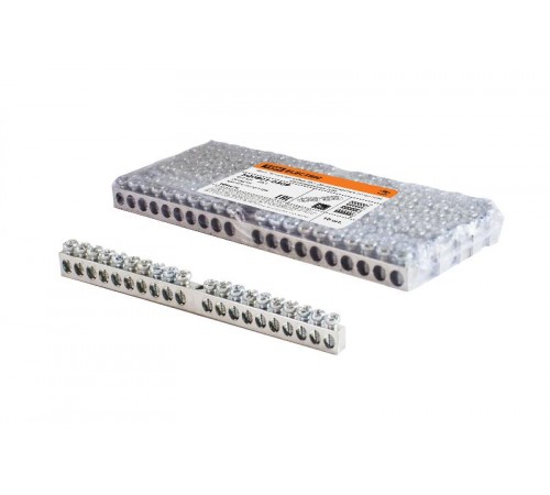 Шина "N" нулевая 6х9мм 20/1 (20 групп/крепеж по центру) никелированная  SQ0801-0309  TDM