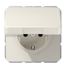 Штепсельная розетка SCHUKO 16А / 250В с подпружиненной откидной крышкой, пружинные зажимы; термопласт; слоновая кость; CD500  CD1520BFKL  Jung