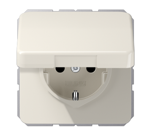 Штепсельная розетка SCHUKO 16А / 250В с подпружиненной откидной крышкой, пружинные зажимы; термопласт; слоновая кость; CD500  CD1520BFKL  Jung