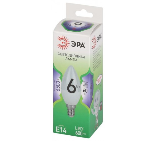 Лампа светодиодная  GREEN LINE LED B35-6W-865-E14 GL E14 6 Вт свеча холодный свет  Б0067124  ЭРА