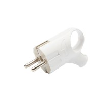 Вилка Евро угловая с з/к 16А с кольцом белая  11-8951  REXANT