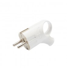 Вилка Евро угловая с з/к 16А с кольцом белая  11-8951  REXANT