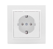 Минск Розетка 1-местная СП с заземлением 16А белая с защ. штор. EKF Basic  ERR16-028-100  EKF