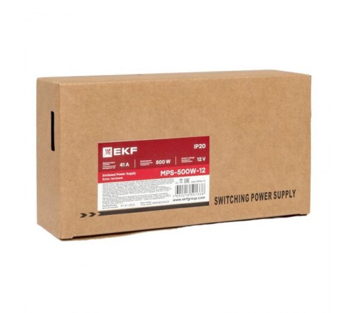 Блок питания намонтажную панель 500Вт,Uвх ~ 220 В AC m, Uвых - 12 В DC постоянного тока  MPS-500W-12  EKF