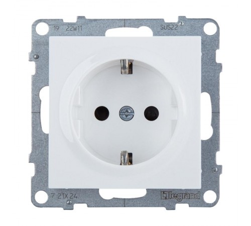 SUNO Силовая розетка 2К+З 16А 250В с защитными шторками. Винтовые зажимы. Цвет "Белый"  721124  Legrand