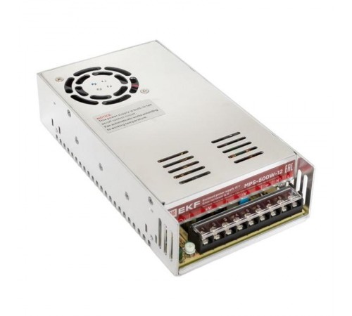 Блок питания намонтажную панель 500Вт,Uвх ~ 220 В AC m, Uвых - 12 В DC постоянного тока  MPS-500W-12  EKF