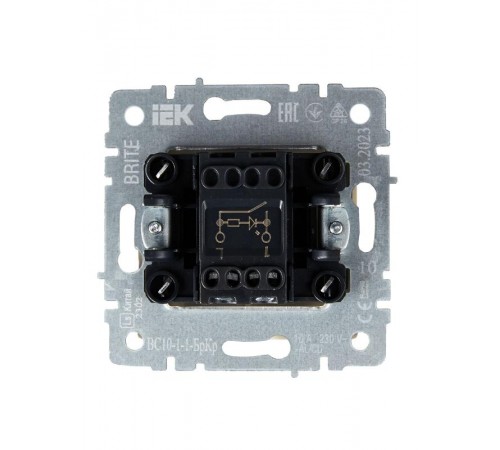 BRITE Выключатель 1-клавишный с индикацией 10А ВС10-1-1-БрКр бежевый  BR-V10-1-10-K10  IEK
