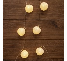 Тайские фонарики Пломбир 1.5 м, 10 LED, прозрачный ПВХ, цвет свечения теплый белый, 2 х АА (батарейки не в комплекте)  303-077  NEON-NIGHT