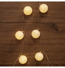 Тайские фонарики Пломбир 1.5 м, 10 LED, прозрачный ПВХ, цвет свечения теплый белый, 2 х АА (батарейки не в комплекте)  303-077  NEON-NIGHT