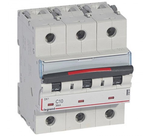 Выключатель автоматический трехполюсный DX3 10A C 36кА (4,5 мод)  410020  Legrand