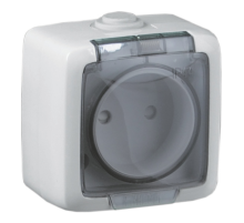 Розетка открытой установки, одноместная, брызгозащищенная, цвет белый  РА16-201  HEGEL