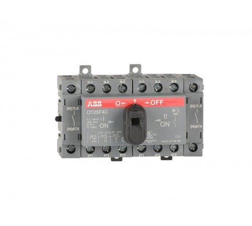 Реверсивный рубильник OT25F4C до 25A 4х-полюсный для установки на DIN-рейку или монтажную плату (с резерв. ручкой)  1SCA104877R1001  ABB