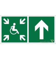 Знак безопасности BL-3015B.E77"Напр.движ. к пункту сбора(безоп.зоне)МГН прямо"  a19336  Белый свет