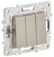 SKANDY Выключатель 3-клавишный 10А SK-V11Sh шампань  SK-V30-0-10-K37  IEK
