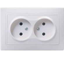 КВАРТА Белый Розетка 2-местная керамическая без заземления 10А РС12-2-КБ  ERK20-K01-10-K  GENERICA