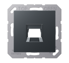 Kрышка для 1-го разъема; без видимого винта; подпружиненная шторка; термопласт; матовый антрацит A1569-1WEANM Jung