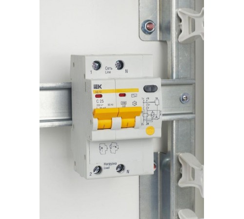 Выключатель автоматический дифференциального тока АД12 2п 25А C 30мА тип AC (3 мод)  MAD10-2-025-C-030  IEK