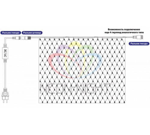 Гирлянда "Сеть" 2x4м, черный КАУЧУК, 560 LED Белые  217-135  NEON-NIGHT