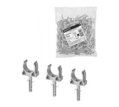 Крепеж-клипса для трубы 20 мм с дюбелем (100 шт.) серая   SQ0405-0092  TDM